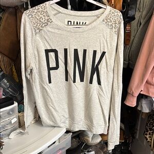 PINK Victoria's Secret Cream Tan Graphic Hoodie